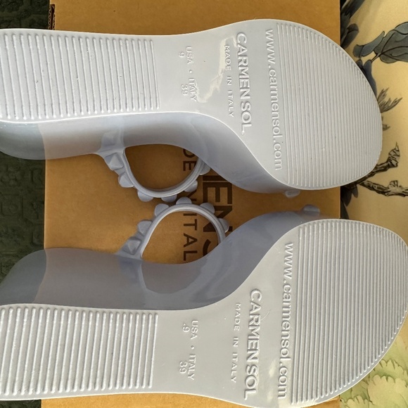 NWOT CARMEN SOL Baby Blue Wedges with box - Picture 2 of 4